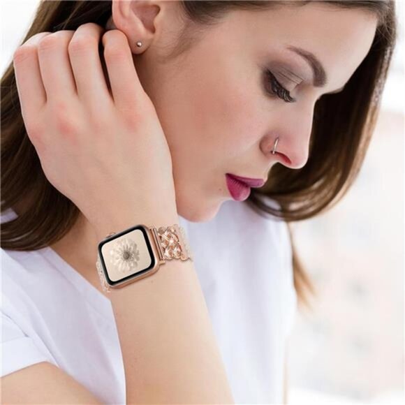 NEW Stretchy Rose Gold Buckle Fashion Apple Watch Band - Picture 3 of 5